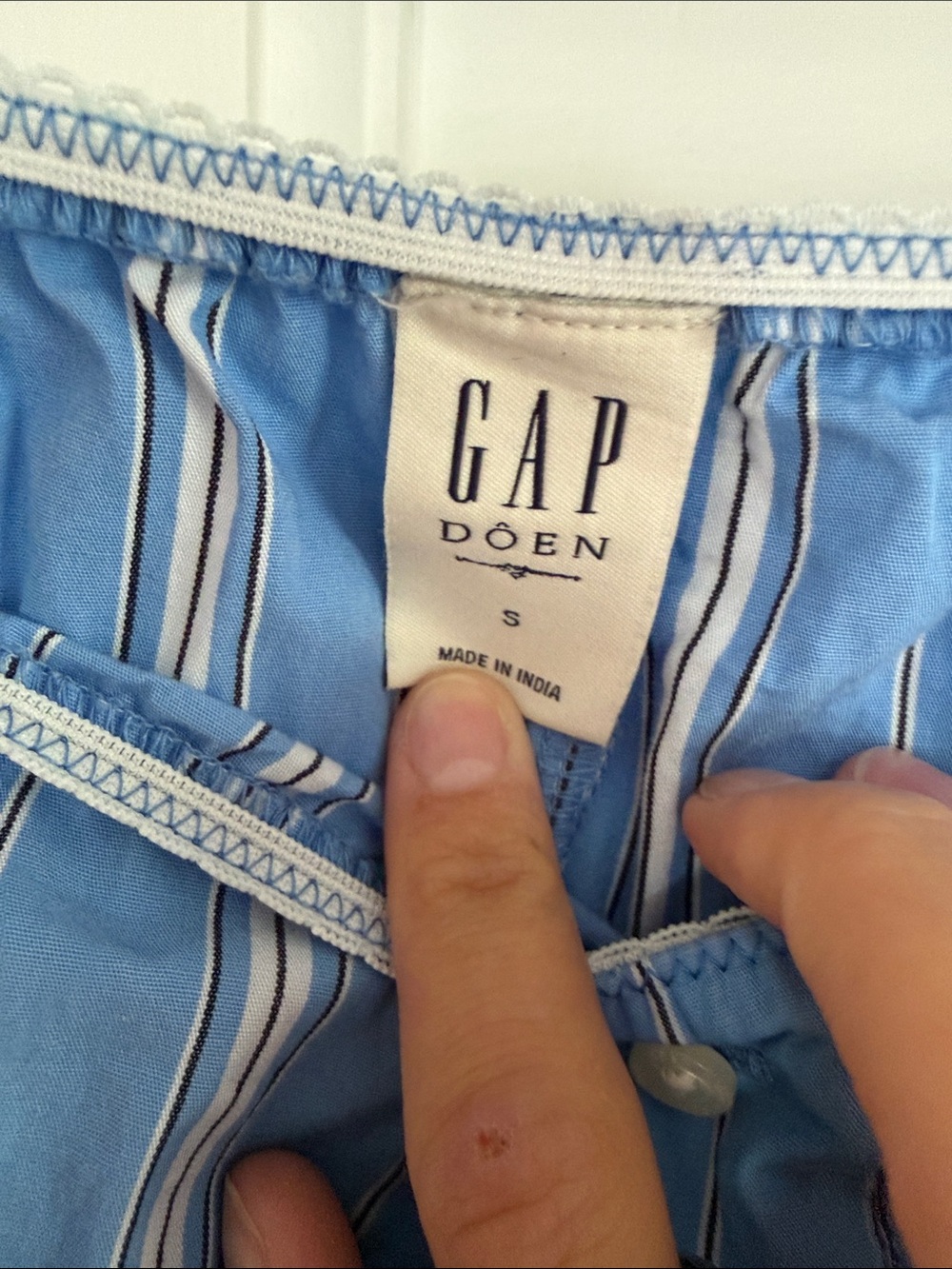 GAP X DOEN Elastic Blue Striped Women's Lounge Shorts - Picture 2 of 3